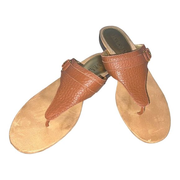 SOLD! Ralph Lauren Kendra Genuine Pebble Leather (11878  A/15) Thong Sandal 9.5B - Picture 7 of 14
